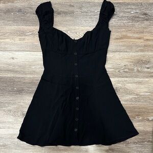 Reformation Black Button-Down Mini Dress